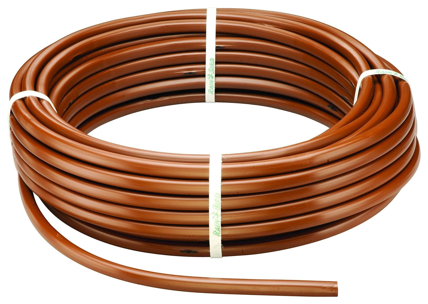 Drip Irrigation System With Pressure Compensating Emitter Tubing Kit Half Inch Diameter 0.9 GPH Emitters Every 18 Inches 100 Foot Brown Roll