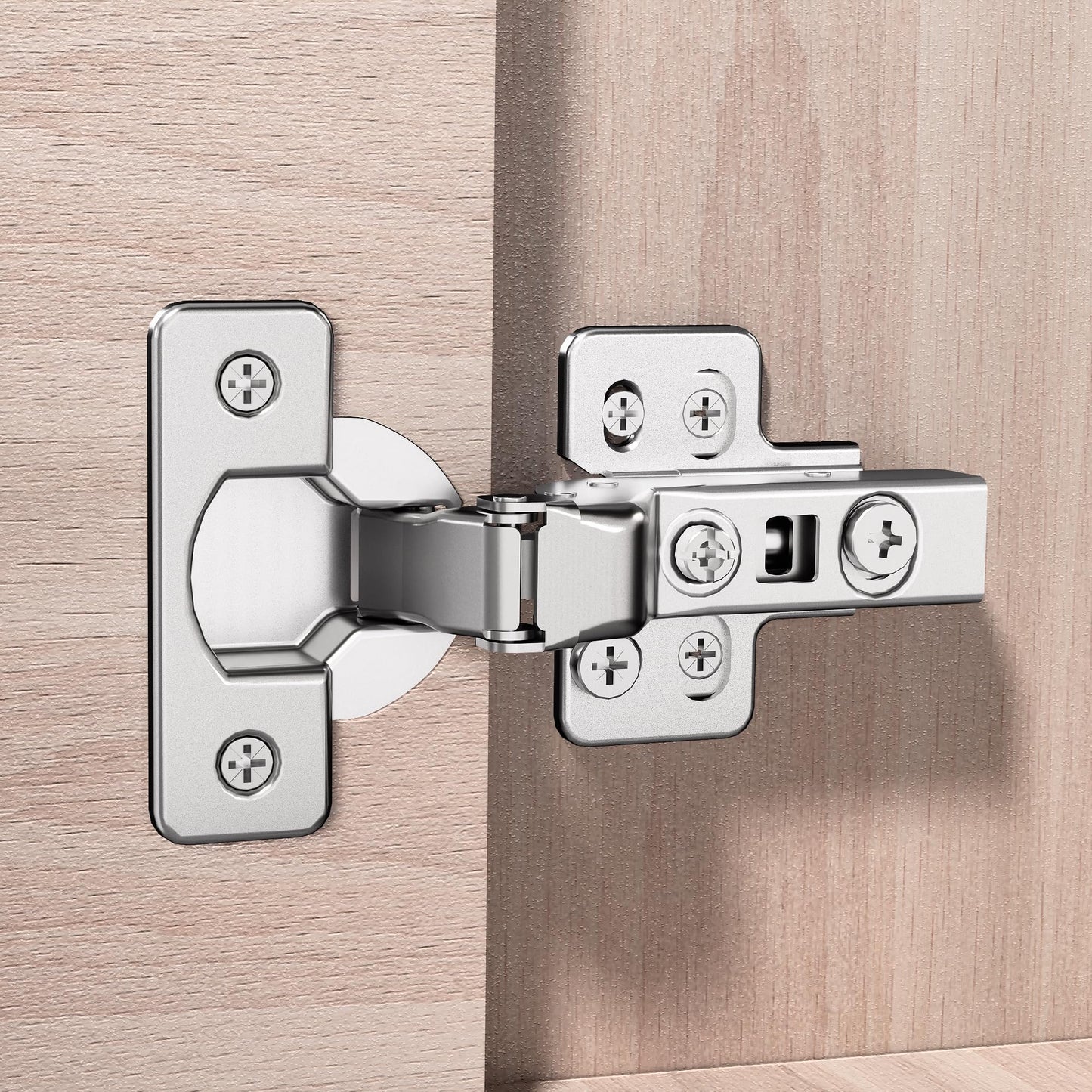 2 Pack Inset Soft Close Cabinet Hinges For Frameless European Kitchen Cabinets With 35mm Cup Clip On, 3D Adjustable Concealed Door Hinge, Easy Tool Free Clip In Installation, Nickel Plated Finish, Rust Resistant