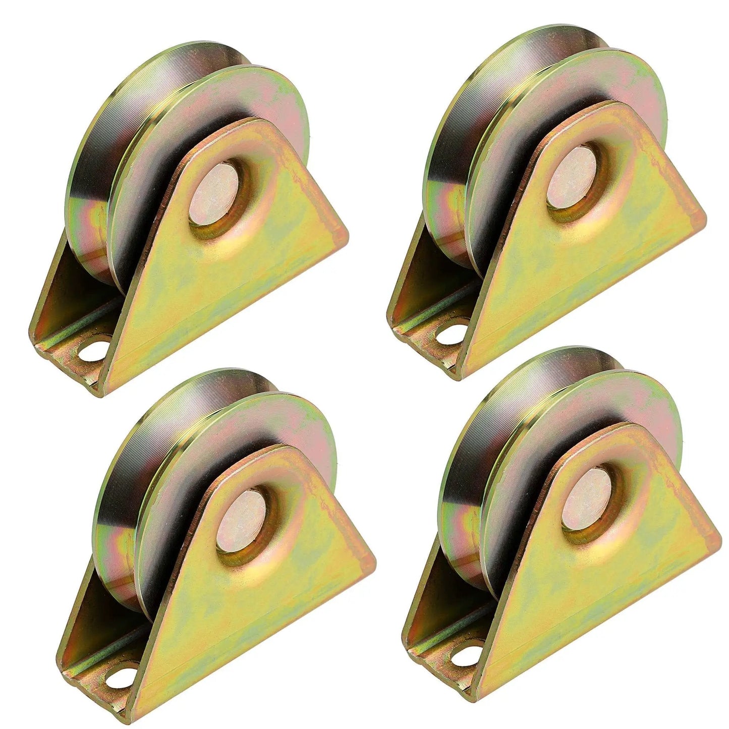 Pack of 4 Beefed Up Heavy Duty 3 Inch Sliding Gate Wheels With V Groove Caster And Bracket For V Track Rails Rigid Caster System
