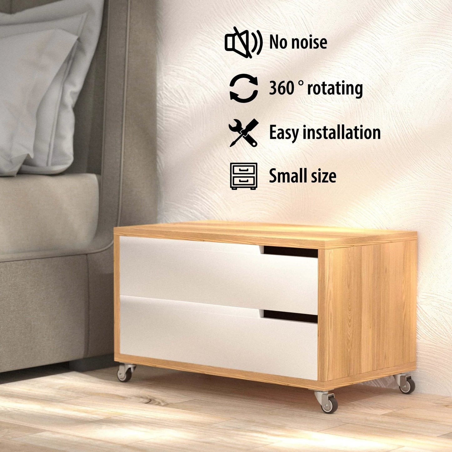 1" Small Caster Wheels for Furniture - Low Profile Casters Set of 4, Total Capacity 90 lbs, Perfect for Nightstand, Side Table, and Small Projects (No Brake).