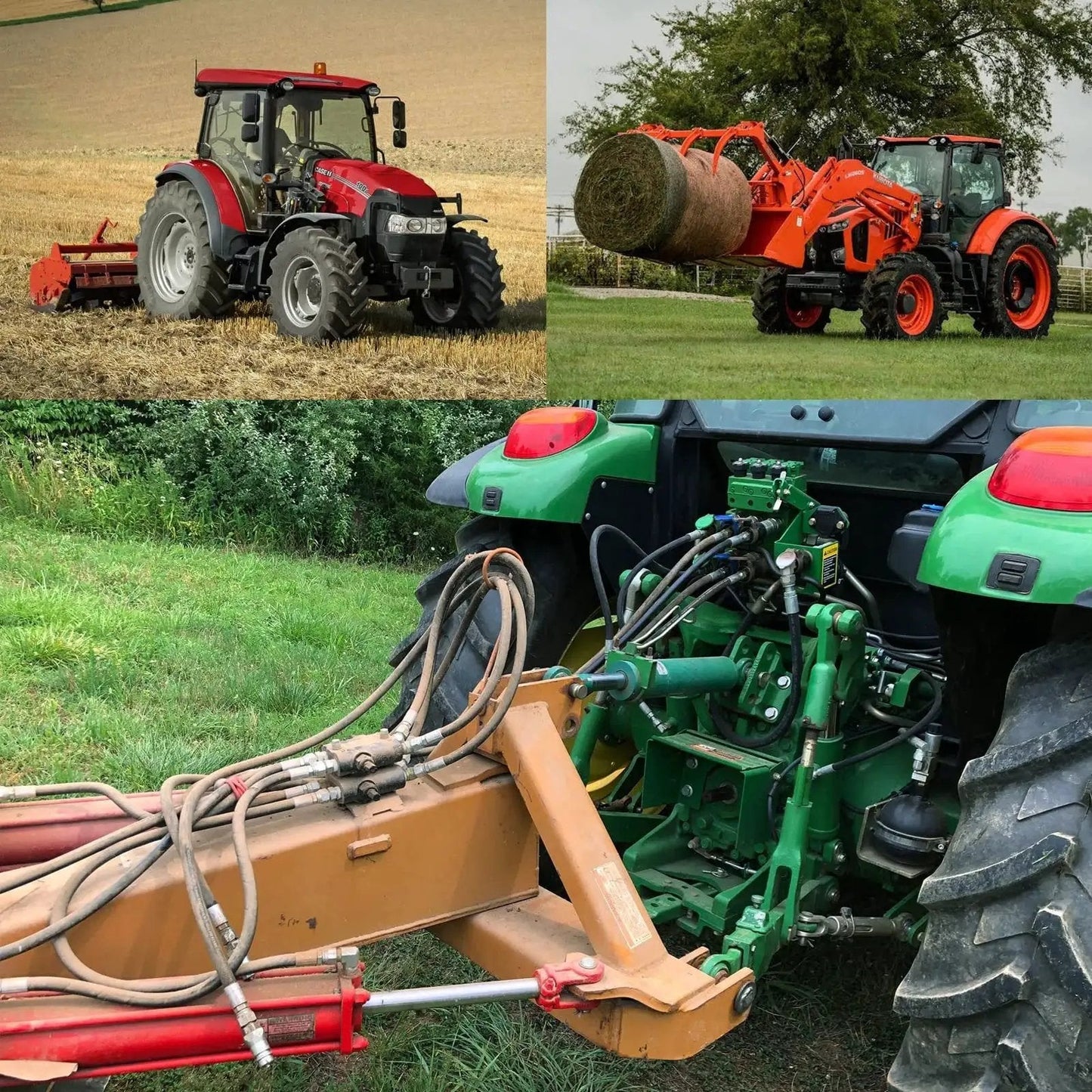 Tractors using Half Inch Ag Hydraulic Quick Connect Tractor Couplers with Dust Caps Pioneer Style ISO 5675 on farm equipment.