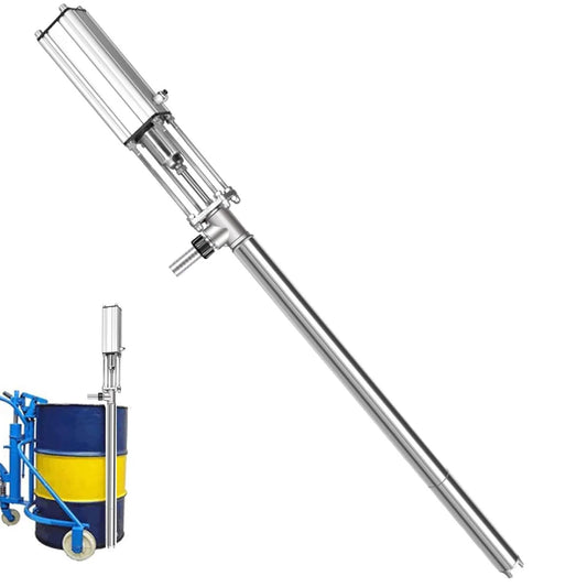 LHQYA 95cm Stainless Steel Pneumatic Chemical Pump, Pneumatic Piston Pump, shown with drum for viscous liquids