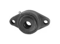 Front view of 35mm Set Screw 2-Bolt Flange Single Bearing Unit with Cast Iron Housing, Sealed Insert, Contact Seal with Slinger, Relubricatable
