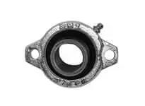 Front view of 2-Bolt Flange Set-Screw Ball Bearing for Linear Slide Units and Shafts, Narrow 5/8 in ID, Nickel-Plated Cast Iron Housing.