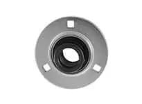 Front view of KHPF203 17mm Eccentric Collar Narrow Flange Unit - Pressed Steel 2-Bolt Housing with Single Sealed Ball Insert