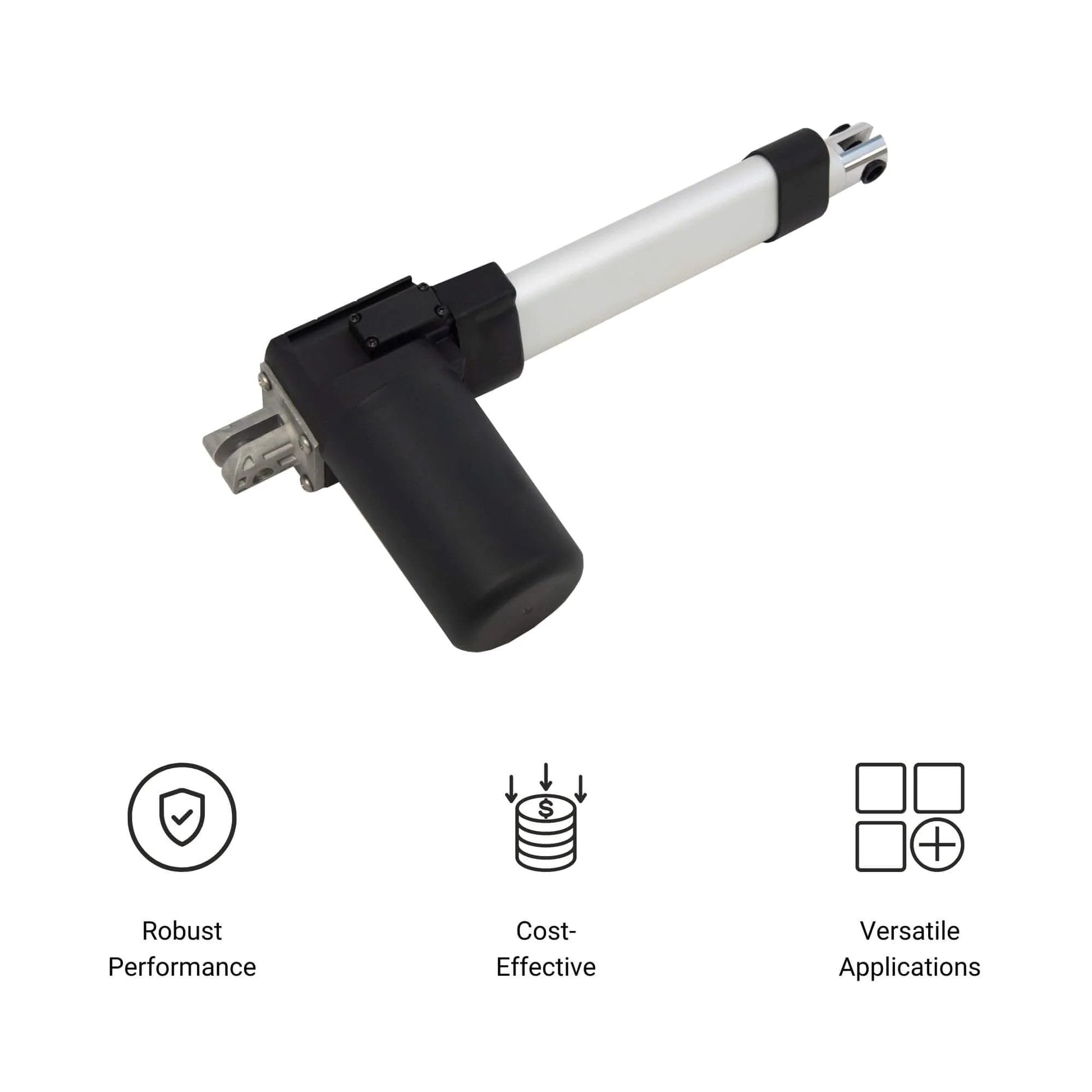 9 Inch Stroke Electric Linear Actuator with 400 lbs Force, IP66 Water Resistance, showing robust and cost-effective design for manufacturing.