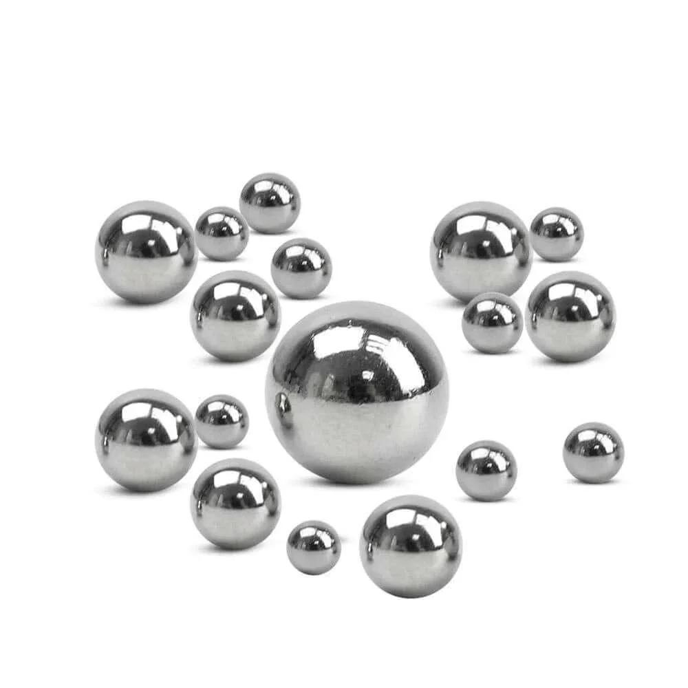 9mm 30 Grain Steel Bearing Balls, Bearing Steel Ball, Solid Ball, Carbon Steel Ball in various sizes displayed on a white background
