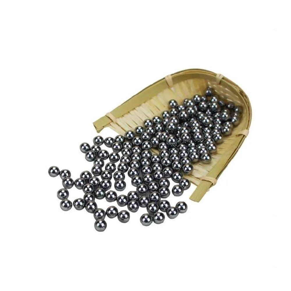 9mm 30 Grain Steel Bearing Balls, Bearing Steel Ball in a woven basket, used for precision bearing applications.