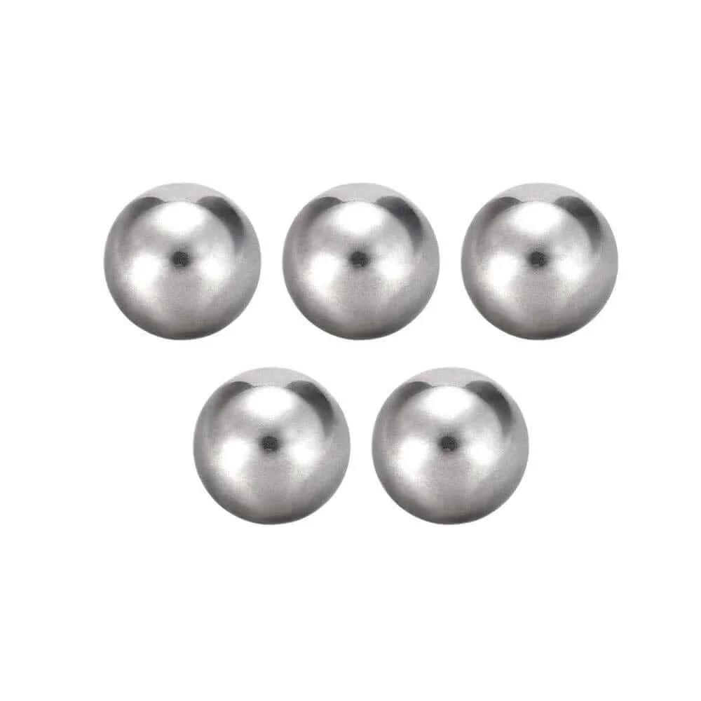 Five 9mm 30 Grain Steel Bearing Balls, Bearing Steel Ball, Solid Ball, Carbon Steel Ball on white background