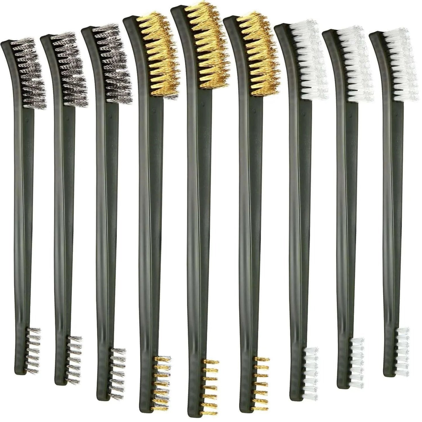 9 Pieces Mini Wire Brush Set Rust Paint Metal Cleaner Steel,Nylon,Brass Brush Set for Detai Cleaning Welding Slag,Dirt
