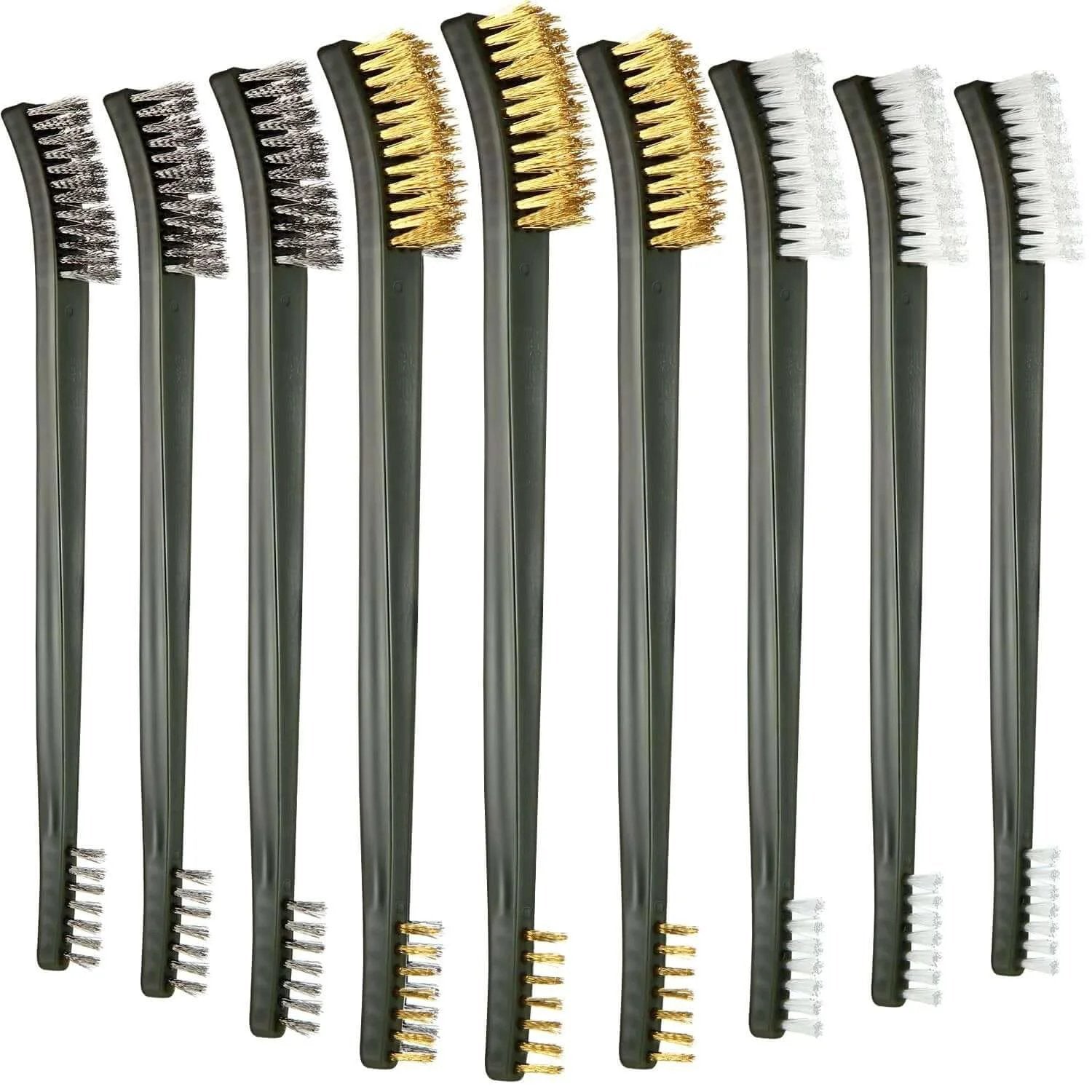 9 Pieces Mini Wire Brush Set Rust Paint Metal Cleaner Steel,Nylon,Brass Brush Set for Detai Cleaning Welding Slag,Dirt