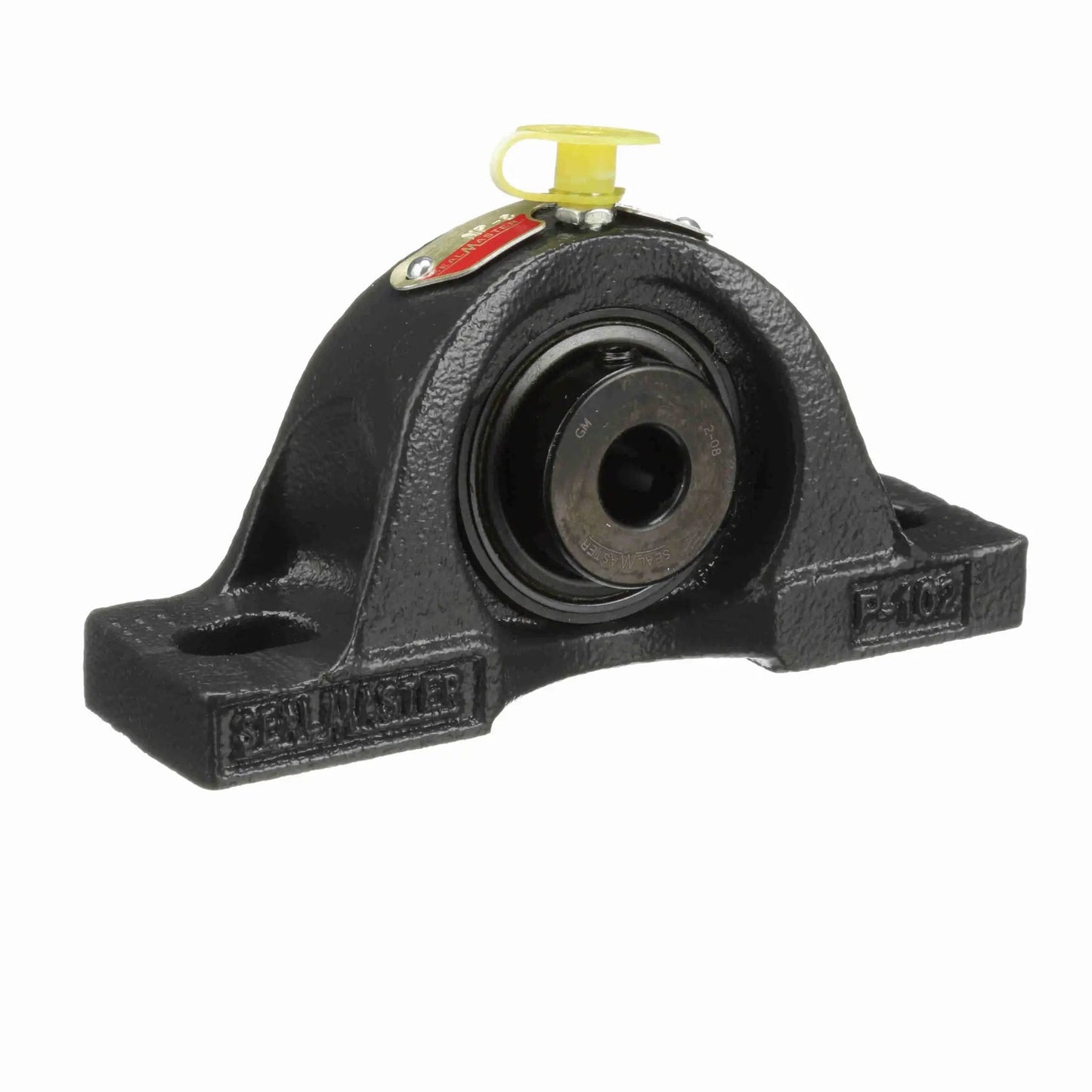 Sealmaster mounted pillow block bearing in cast iron with two-bolt housing, solid one-piece for medium-duty performance