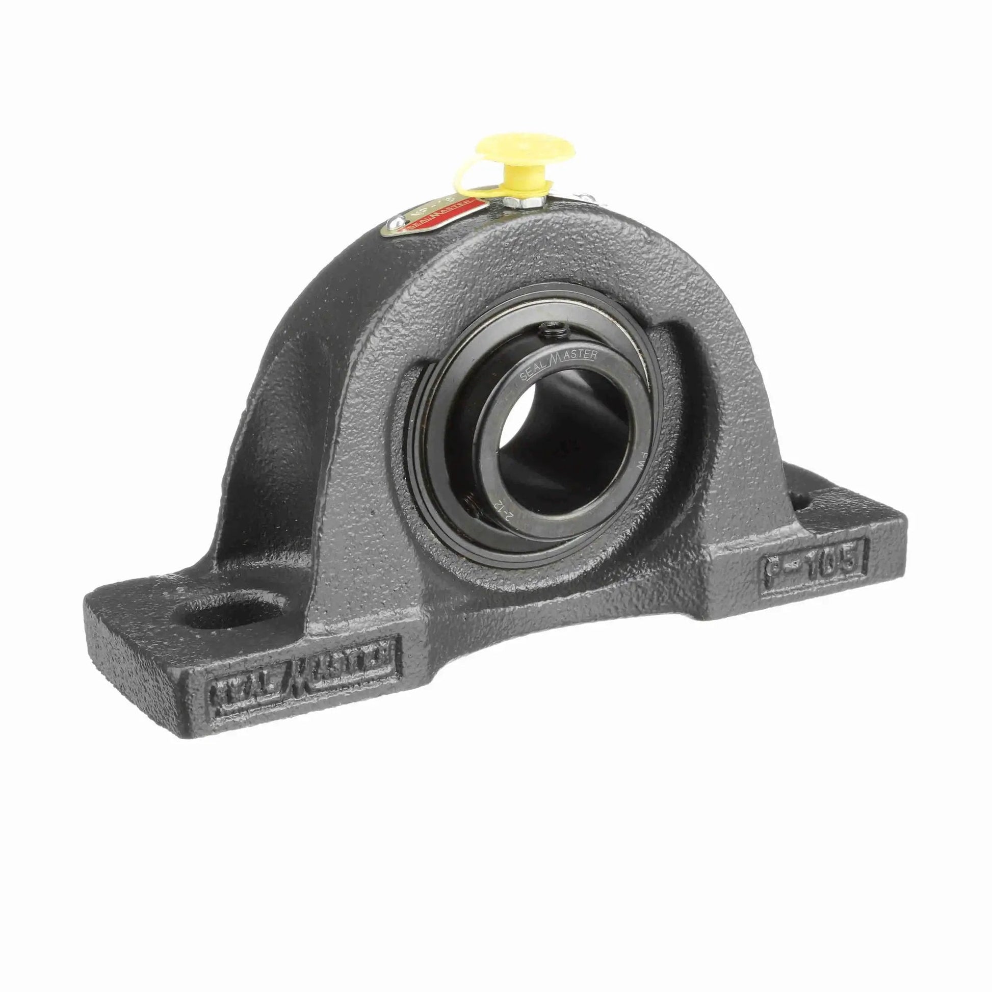 Mounted Cast Iron Two Bolt Pillow Block Ball Bearing With Sealmaster NP 18 In Black Oxide Finish Setscrew Lock Steel Housing