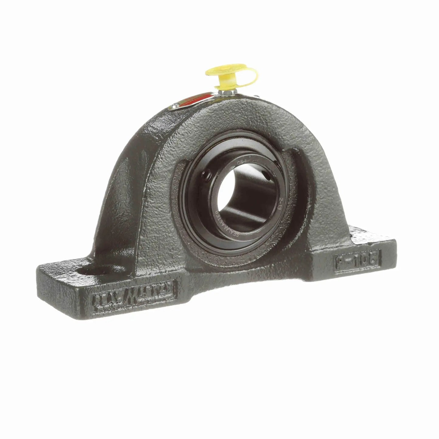 Sealmaster NP-20R mounted cast iron pillow block bearing for medium-duty equipment, front view with cast iron housing.