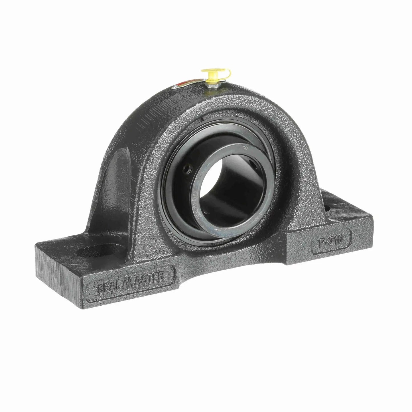 Front view of MP 35 Mounted Cast Iron Two Bolt Pillow Block Ball Bearing With Setscrew Lock Sealmaster Heavy Duty Bearing Unit.