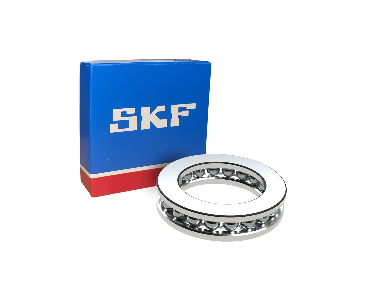 Axial Deep Groove Ball Bearing 53206 with 30 mm Inner Diameter 52 mm Outer Diameter and 17.8 mm Width SKF beside box