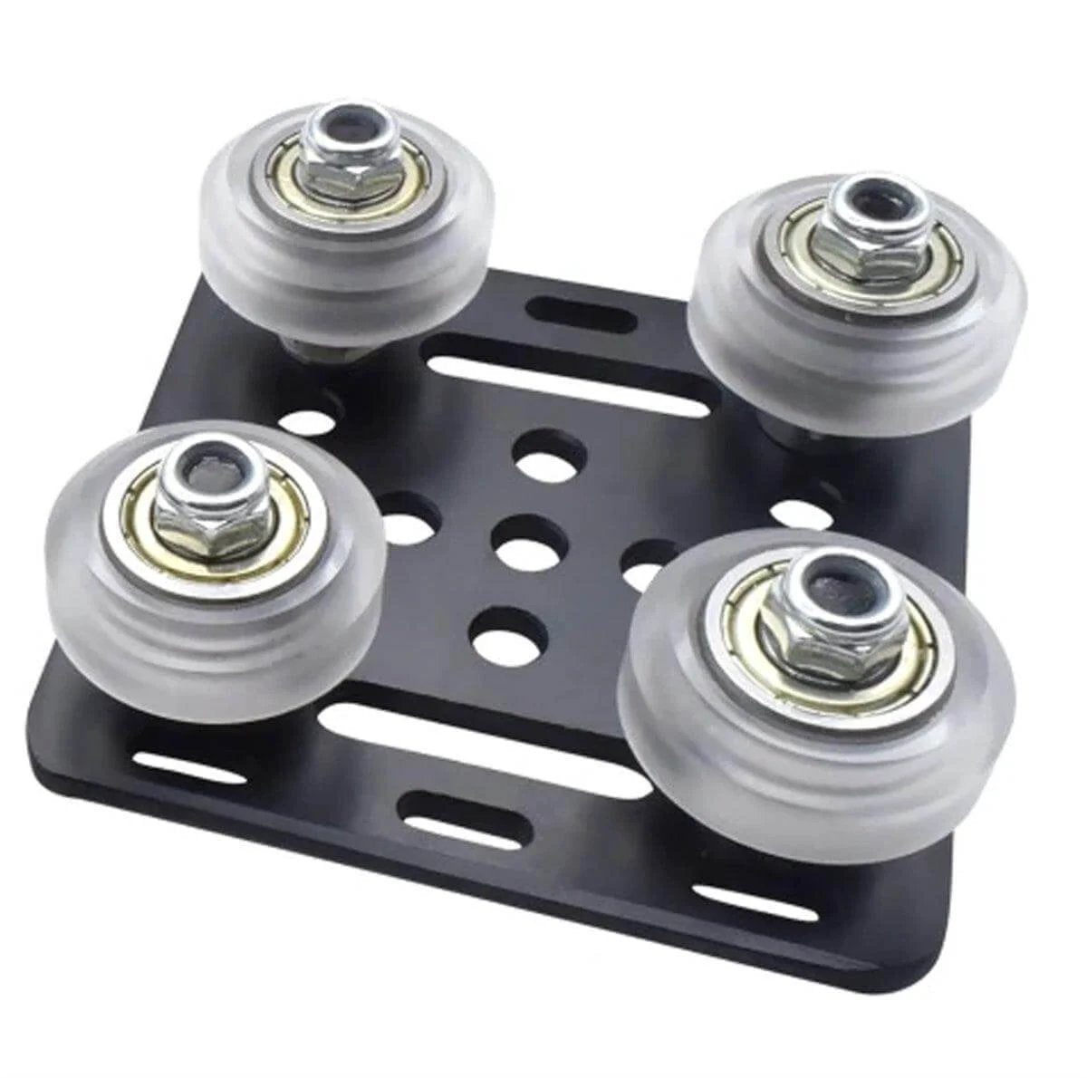 Black 2020 Aluminum Extrusion V-Slot Gantry Plate Set w White Wheels