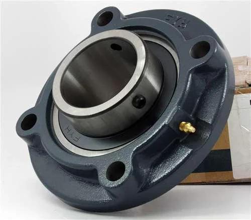 FYH Bearing UCFCX-09J 45mm Round Flanged Mounted Bearing close-up view of the round cartridge with set screws.