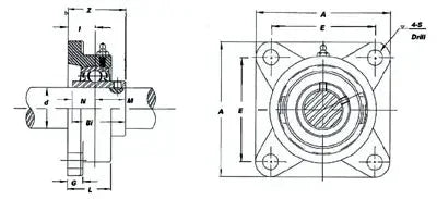 FYH Bearing UCFX14-44 2 3/4" Square Flanged Mounted Bearing