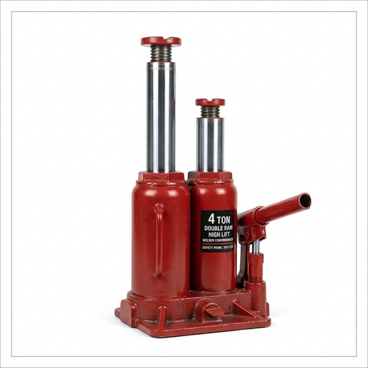 4 Ton Bottle Jack With Double Ram And Welded Construction For High Lift Range