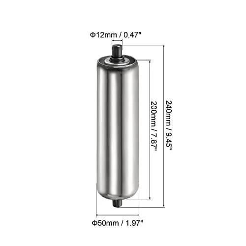 Gravity Conveyor Roller - 2" Diameter x 8" Length - Stainless Steel
