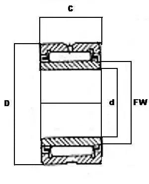 NKJ25/30A Needle Roller Bearing 25x38x30mm - Machined Type