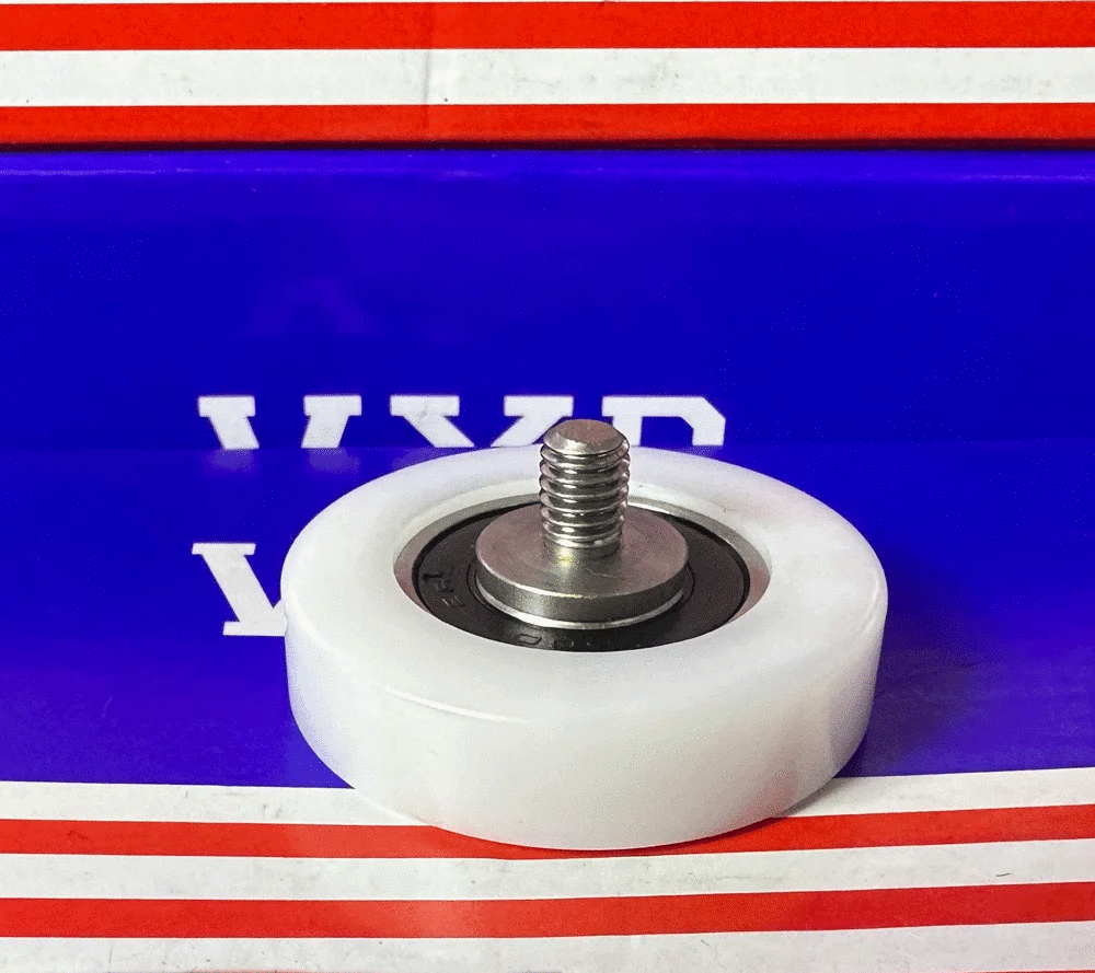 POM15x50x15-2RS C2 L12 M10 White Plastic Bearing 15x50x15 Sealed Bearing with White Tire and Threaded Stud