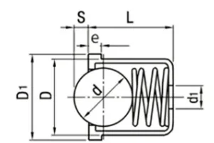 Technical drawing of 8mm x 4mm Press Fit Plastic Spring Ball Plunger - POM Ball with dimensions labeled.