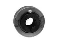 Front view of Single Accu-Loc round cartridge UE211-35 2-3/16 in I.D. cast iron LC211 housing sealed ball bearing unit.