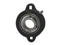 Single 2-Bolt Flange Bearing 1 in I.D. Set Screw, Stainless Insert, Narrow Inner Ring, Black Polymer LX205 Housing, Washdown Rated Sealed Ball Bearing with 1/4-28 UNF Grease Fitting - front view