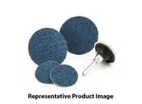 Assorted abrasive discs with a drill attachment, showcasing different sizes and textures for industrial use.