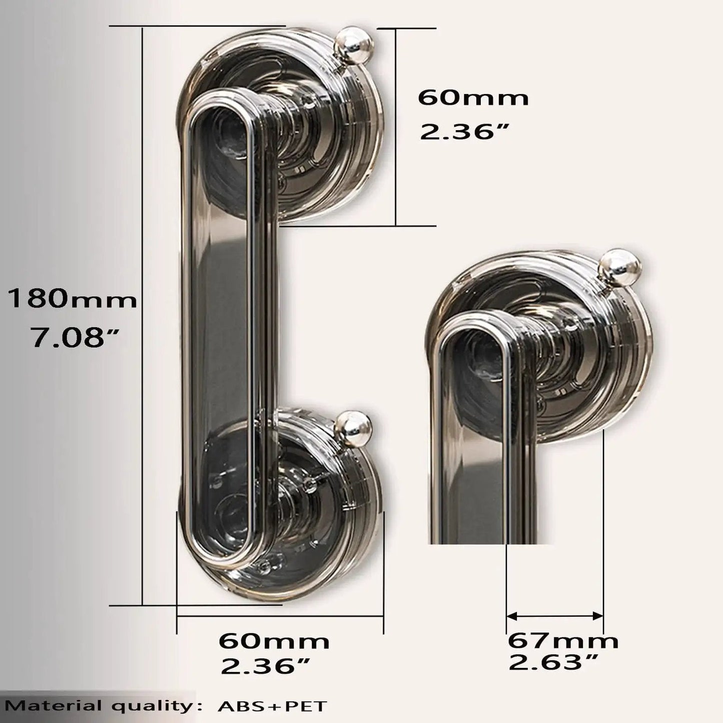 Adhesive Suction Cup Door Handle For Cabinets Windows Glass Doors And Refrigerators Transparent Black Durable PET ABS Construction