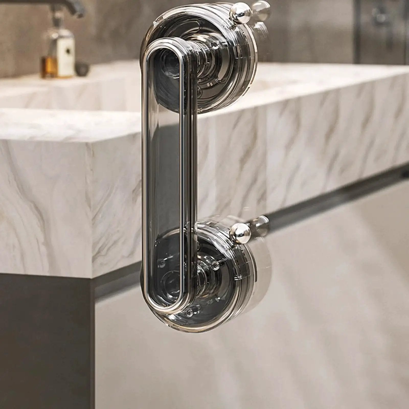 Adhesive Suction Cup Door Handle For Cabinets Windows Glass Doors And Refrigerators Transparent Black Durable PET ABS Construction
