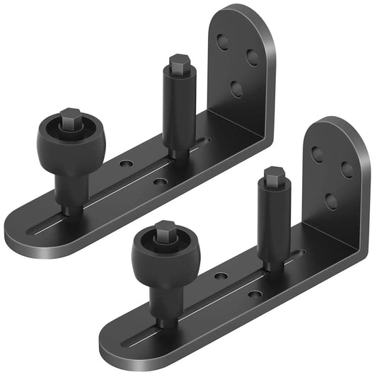 Sliding Barn Door Floor Guide With Adjustable Rollers And Hardware, Flush Flat Bottom Design With Rounded Edge, Durable Solid Aluminum