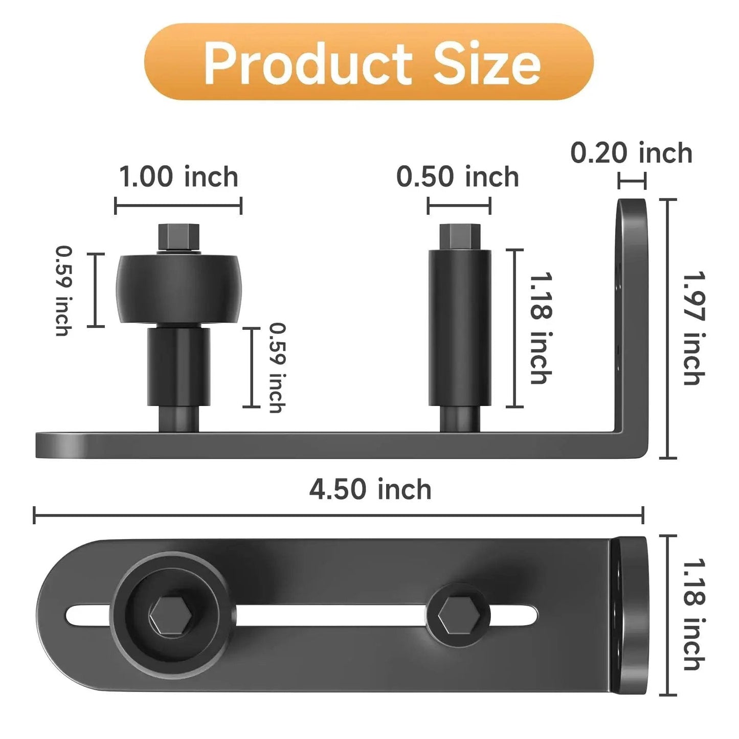 Sliding Barn Door Floor Guide With Adjustable Rollers And Hardware, Flush Flat Bottom Design, Solid Aluminum