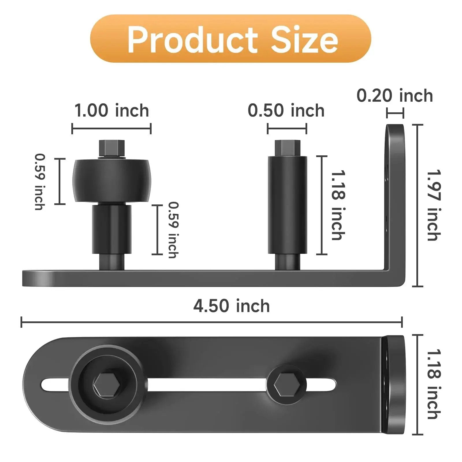 Sliding Barn Door Floor Guide With Adjustable Rollers And Hardware, Flush Flat Bottom Design, Solid Aluminum