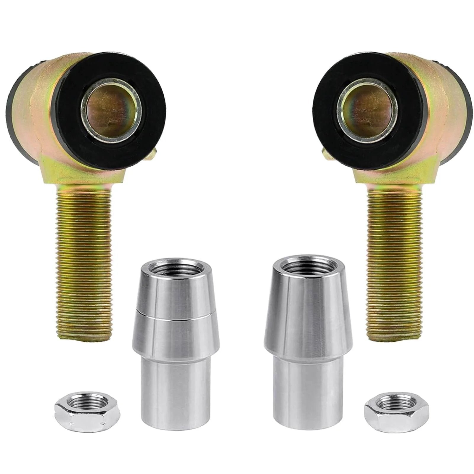 3/4 Threaded Bushing Kit for 4 Link Suspension, showing 0.750 adjustable chromoly bushings, polyurethane inserts, jam nuts, and tube adapters