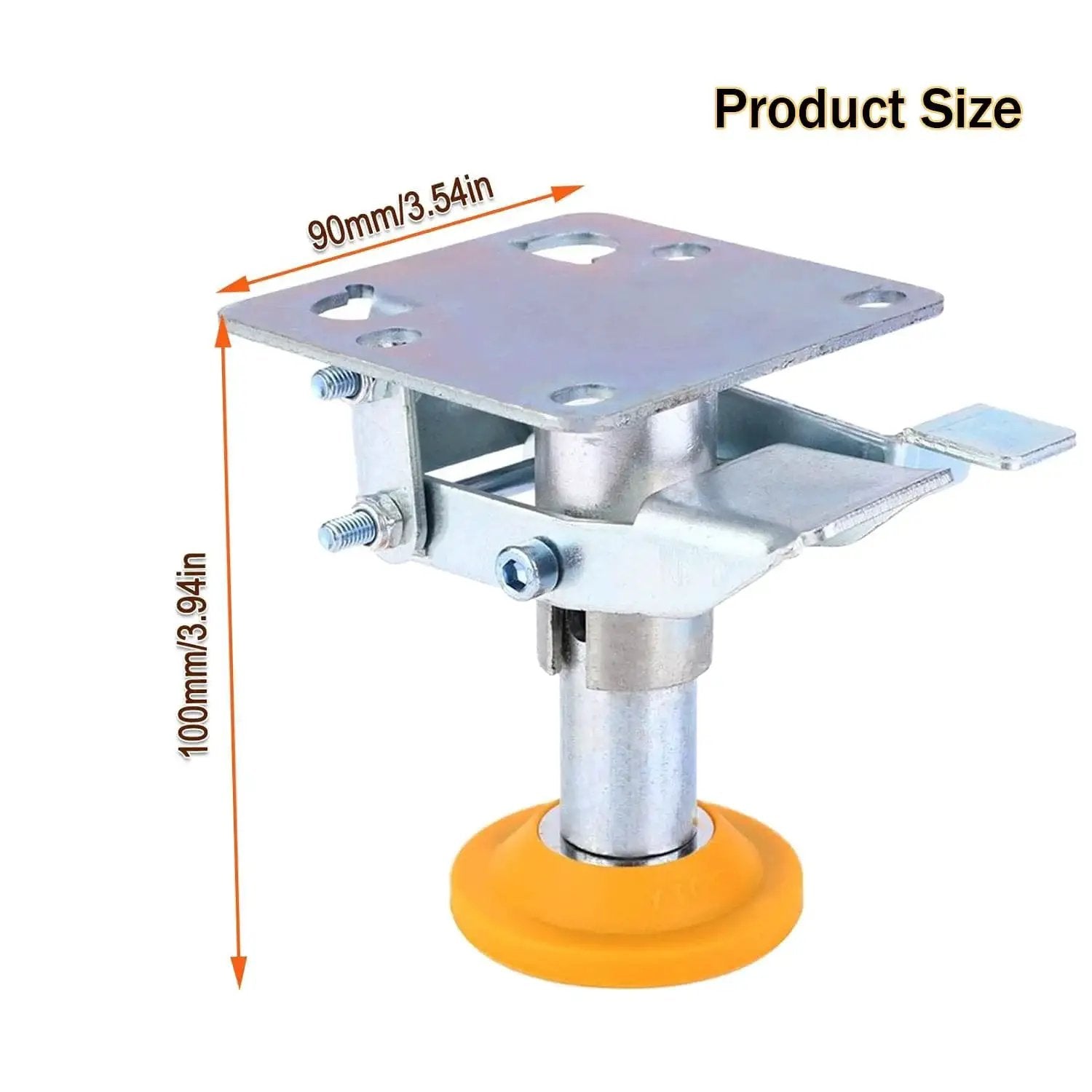 Adjustable Height Floor Lock For Trolleys And Carts, Heavy Duty Brake Lock Made From Manganese Steel, 100 Kg Load Capacity With TPU Pad