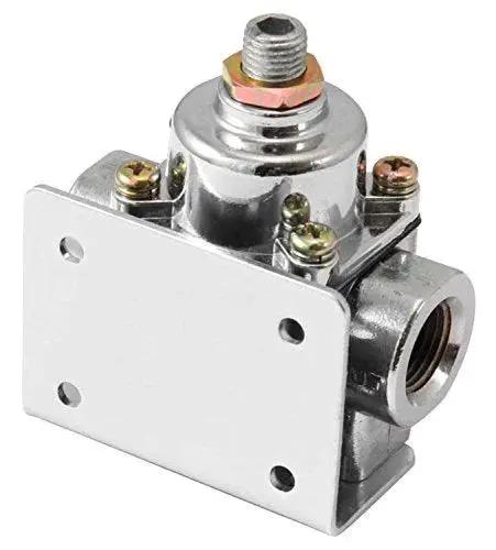 Adjustable Fuel Pressure Regulator For Spectre Performance 2518 With 1 To 4 Psi Range, 3/8 Inch Barb Fittings, Bright Plated Finish