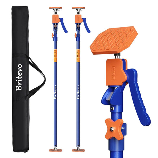 ✝️ 2PK Adjustable Telescopic Support Pole, 54-115 inch Cabinet Jack, Heavy Duty 3rd Hand Support System, blue and orange design, shown with carrying bag