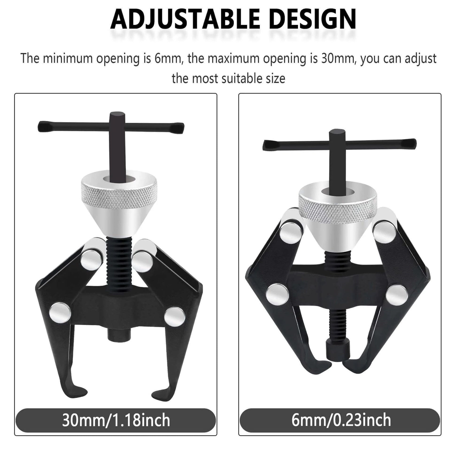 Windshield Wiper Arm Removal Tool Kit, Heavy Duty Wiper Arm Puller showing adjustable design from 6mm to 30mm