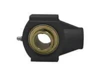 17mm Zinc Wide Set-Screw Black Hanger Row Ball Bearing for Conveyor and Linear Slide Unit Systems, front view