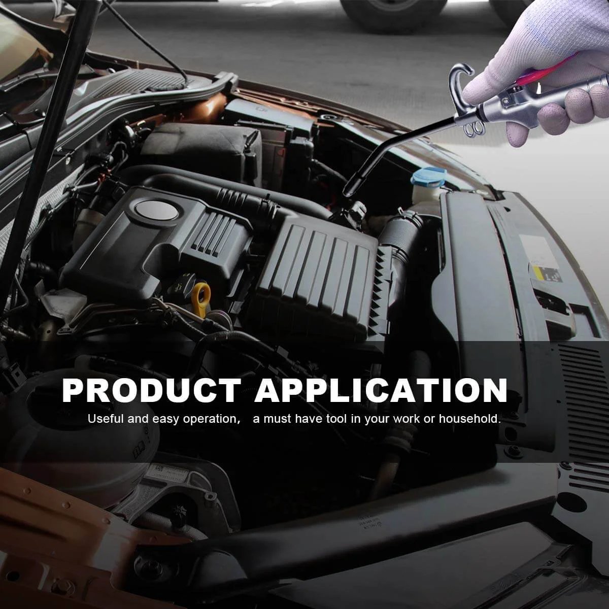 High Volume Air Blow Gun Alluminum Rubber Guard Air Flow Nozzle,Industrial Household Air Blower Gun,Pneumatic Air Compressor Accessories Dust Cleaning Tool in use on car engine
