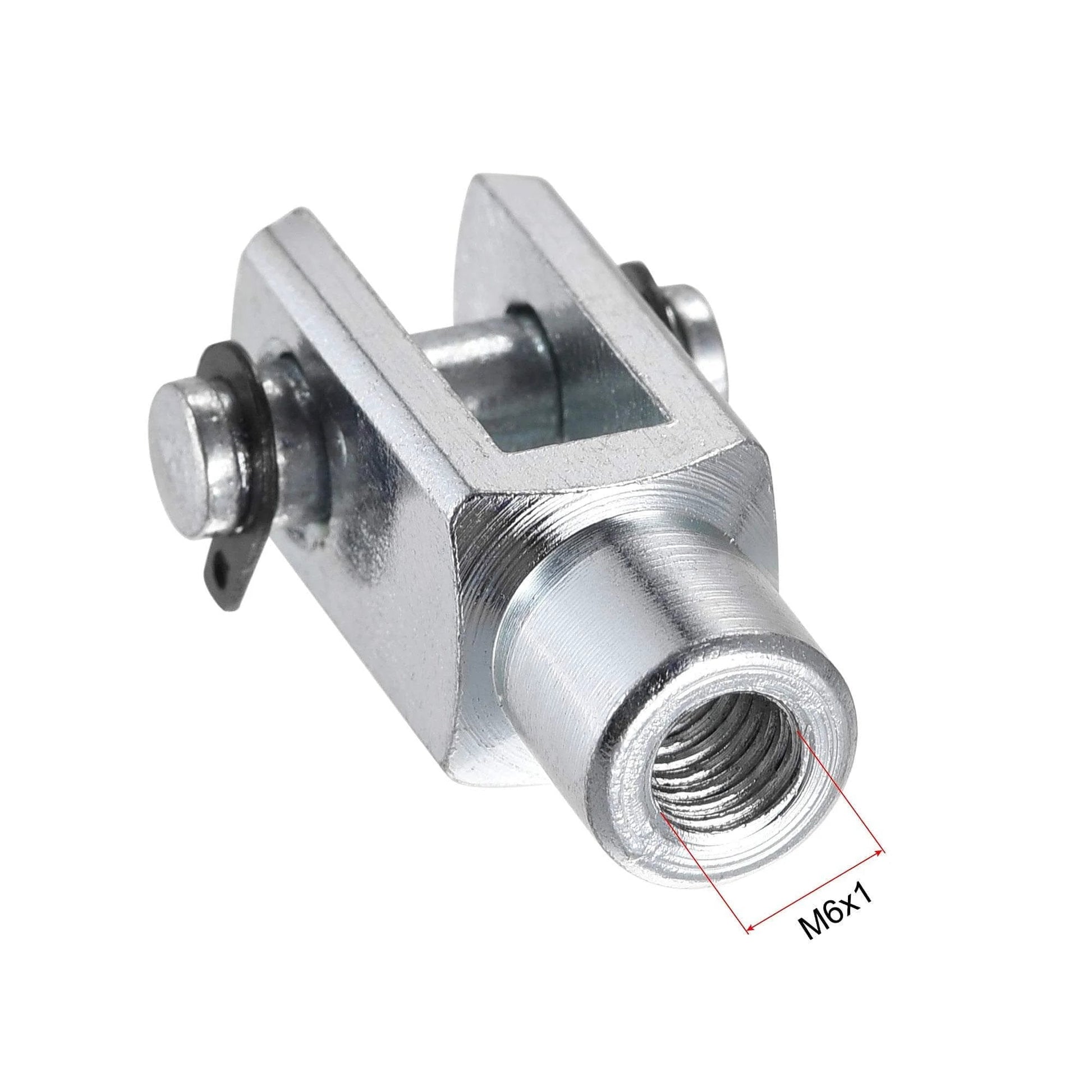 Side view of Air Cylinder Rod Clevis End 33mm Length M6x1 Female Thread Y Connector, showing metal construction and female thread.