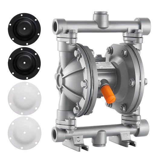 Front view of Air Operated Double Diaphragm Pump, 6.6 GPM, 3/8 inch Inlet & Outlet Pneumatic Waste Oil Transfer Pump with diaphragms