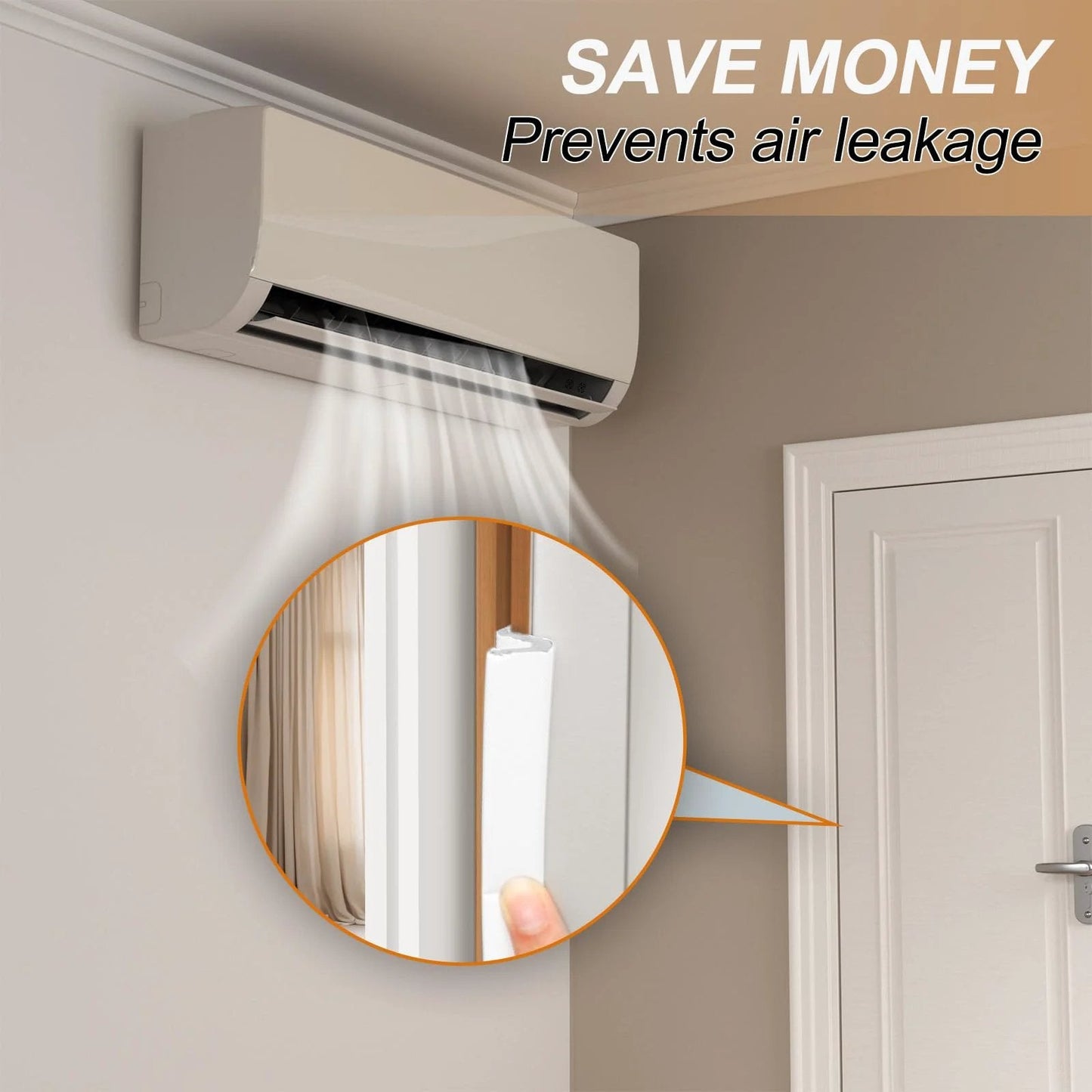 40Ft Kerf Door Weather Stripping Seal For Exterior Doors With 4 Corner Seals, shown preventing air leakage next to a door.