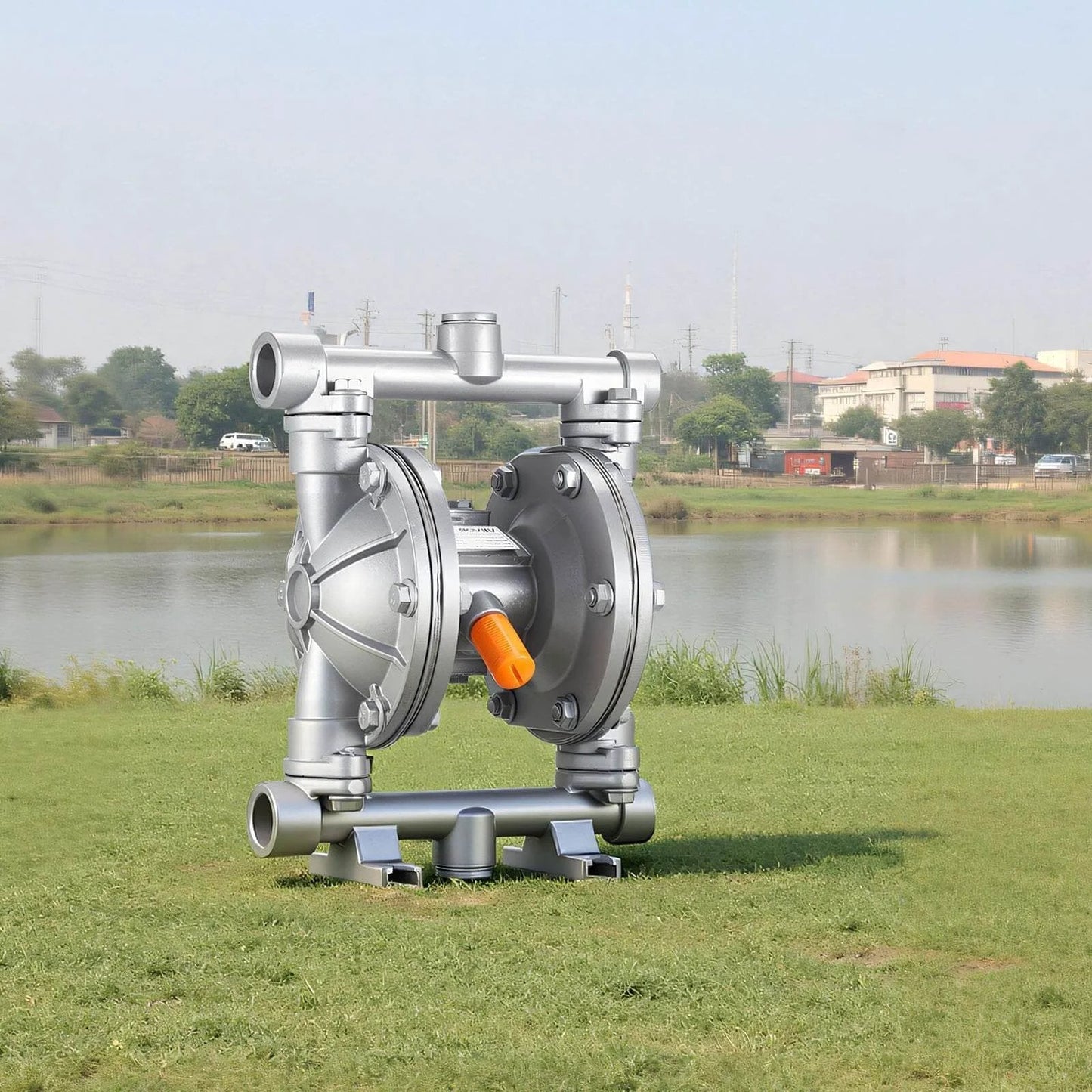 Air Operated Double Diaphragm Pump, 6.6 GPM, 3/8 inch Inlet & Outlet Pneumatic Waste Oil Transfer Pump, Aluminum Alloy Body