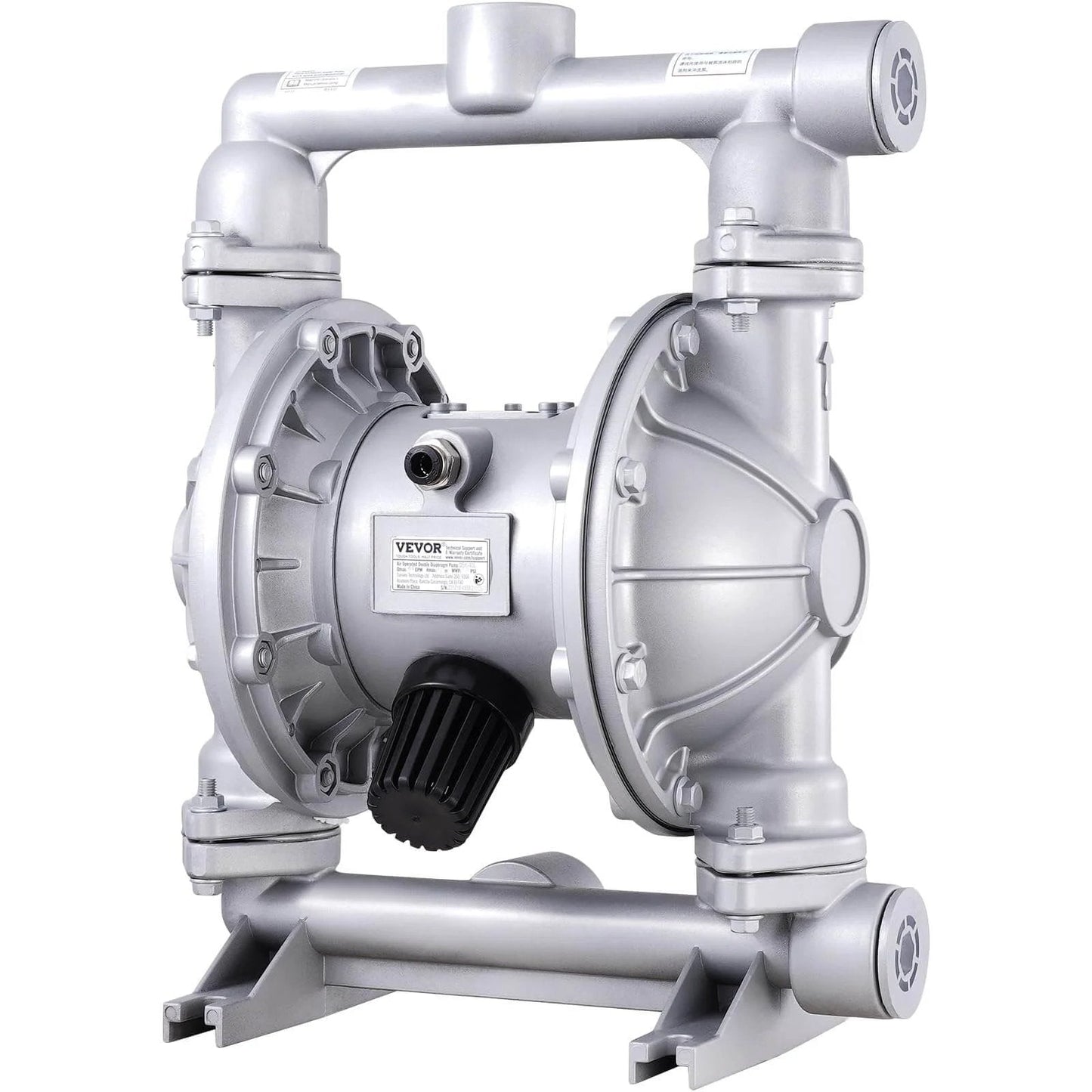 Air Operated Double Diaphragm Pump, 44GPM, Max 115PSI Air Waste Oil Pneumatic Transfer Pump with 2 Extra Diaphragms in aluminum alloy.