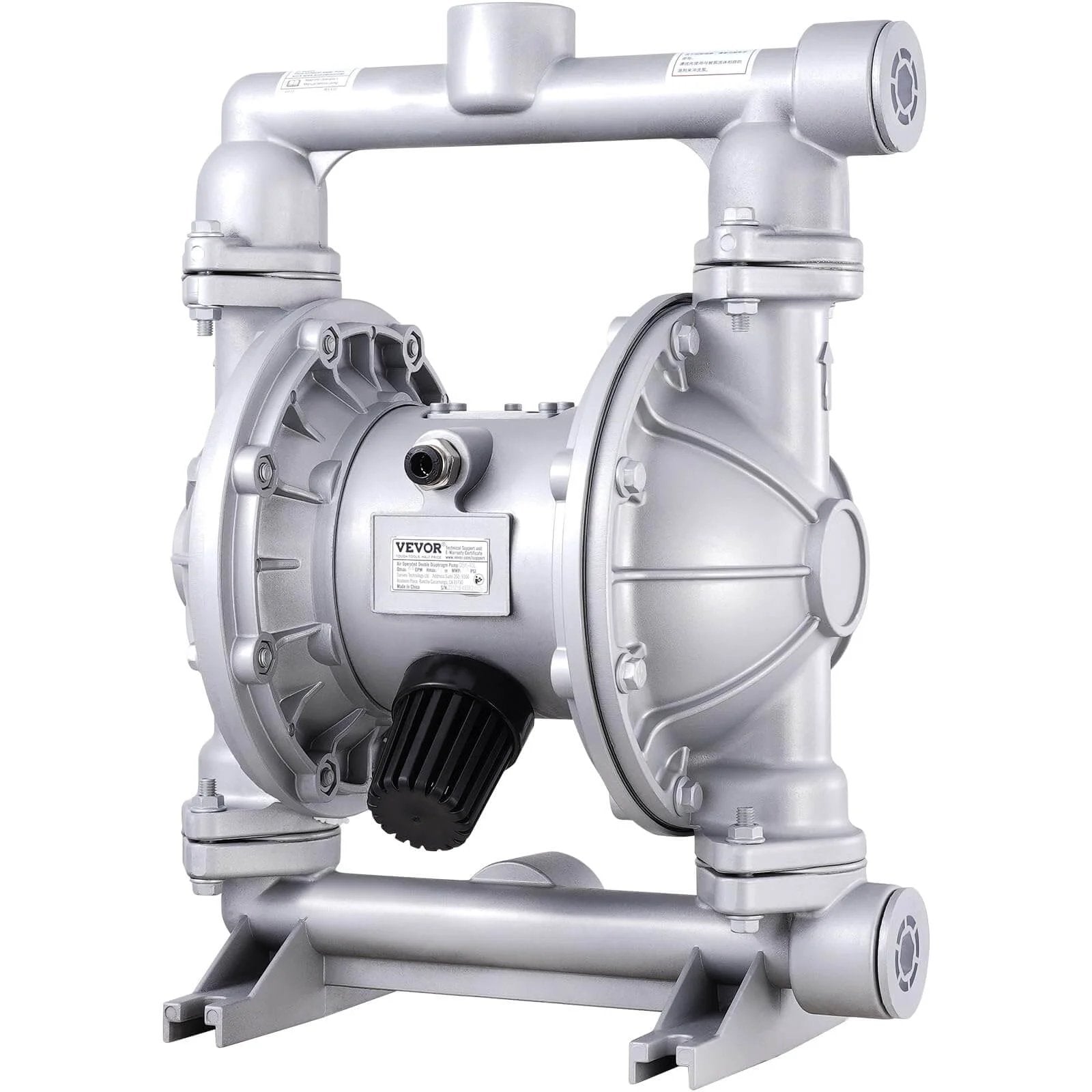 Air Operated Double Diaphragm Pump, 44GPM, Max 115PSI Air Waste Oil Pneumatic Transfer Pump with 2 Extra Diaphragms in aluminum alloy.