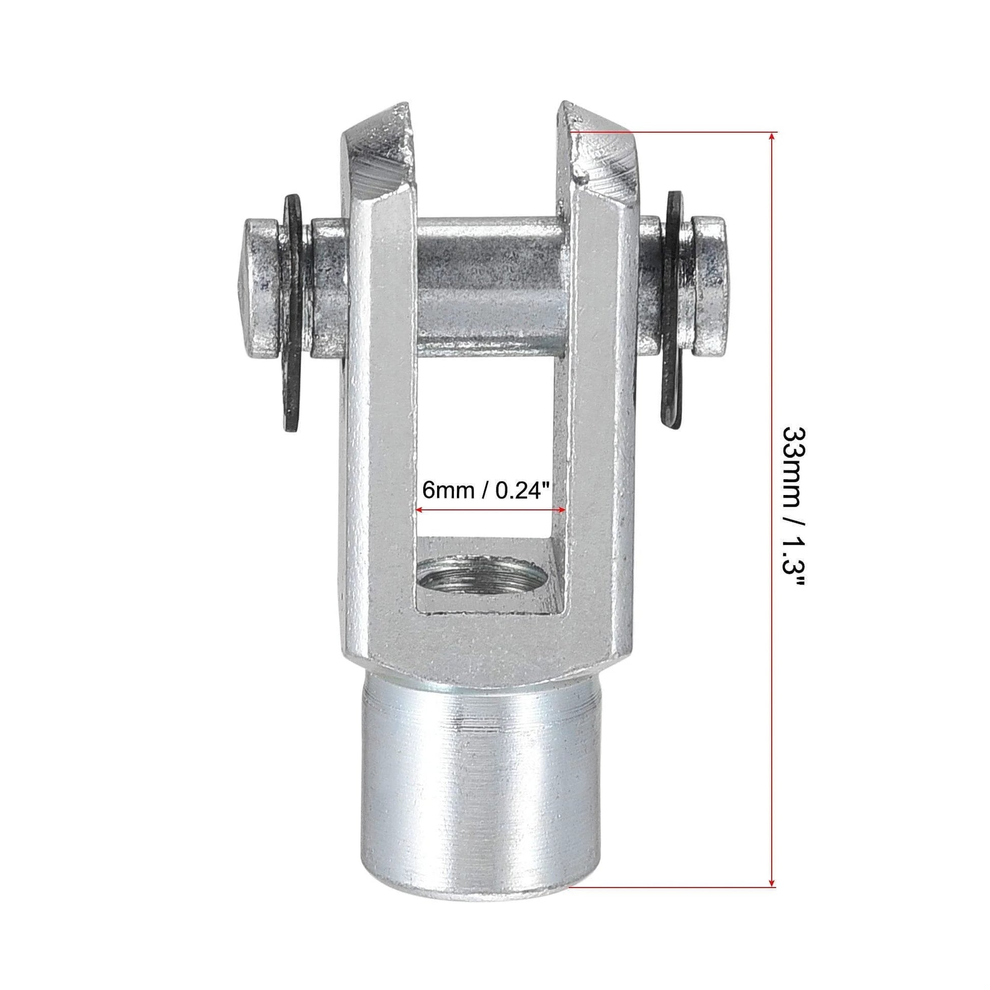 Air Cylinder Rod Clevis End 33mm Length M6x1 Female Thread Y Connector, side view with measurements